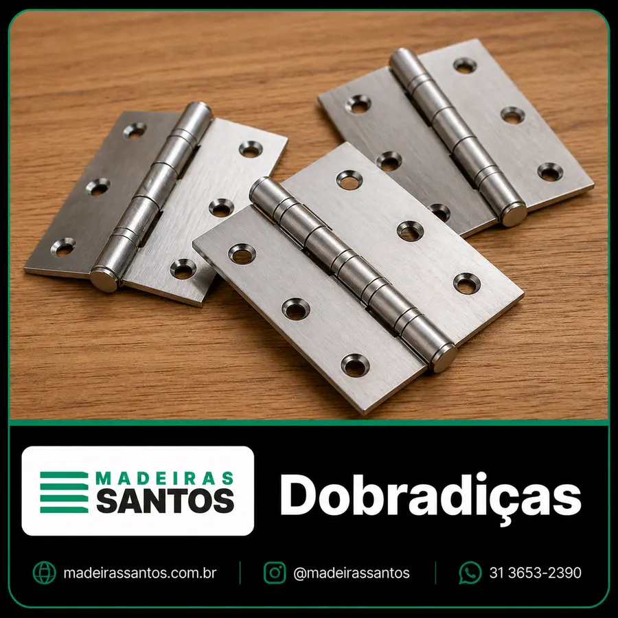 Dobradiças para instalação de portas internas e externas